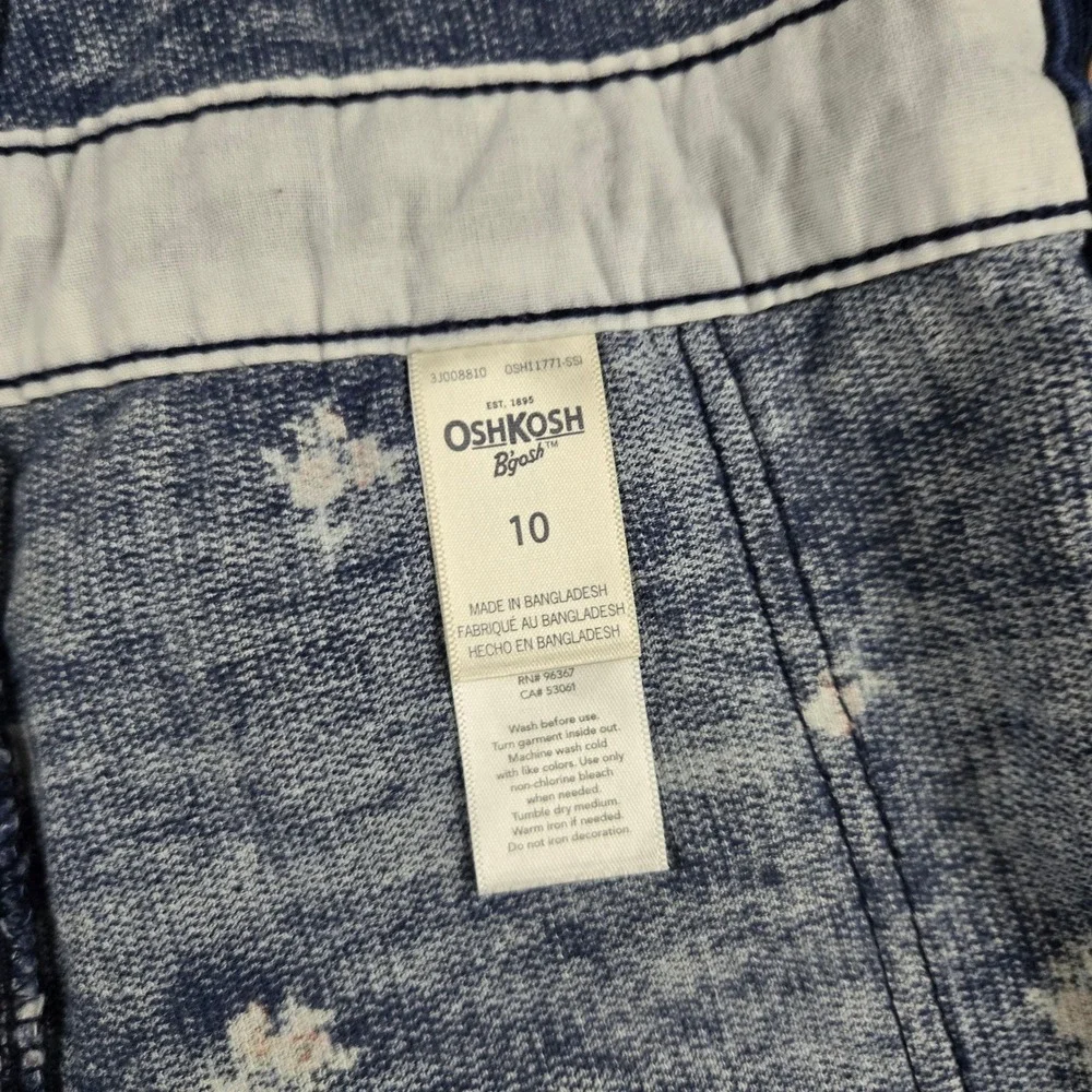 OshKosh B'gosh Floral Corduroy Jumper Dress Girls Size 10 Navy Blue Pinafore